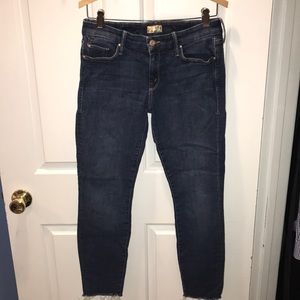 Mother Jeans ankle length frayed skinny jeans